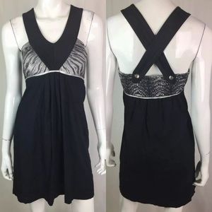 Roberta Oaks Animal Print Empire Waist Mini Dress